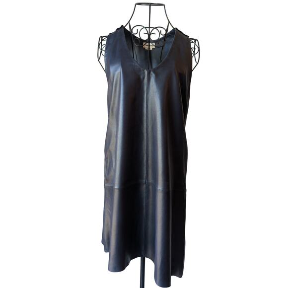 Zadig & Voltaire Room Cuir Lamb Leather Navy Blue Sleeveless Mini Dress Small - Picture 12 of 12